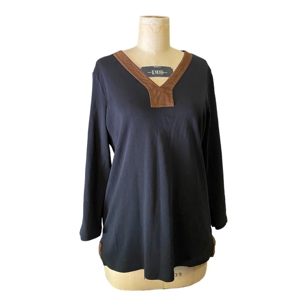 Lauren by Ralph Lauren Size large black and brown long sleeve shirt